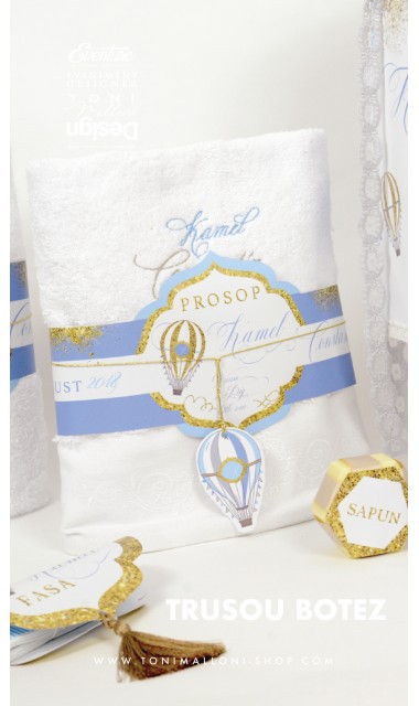 Trusou botez cu baloane de aer cald bleu gold, Jurnal de calatorie 5